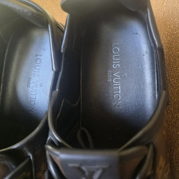 Louis Vuitton Men's Black and Brown Monogram Sneakers Size 7.5/US 8.5